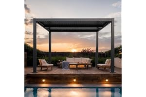 LVUYOYO Outdoor Louvered Pergola 10' x 13', Aluminum Pergola with Adjustable Roof, Waterproof Metal Gazebo for Patio, Backyard, Garden, Deck (Black)