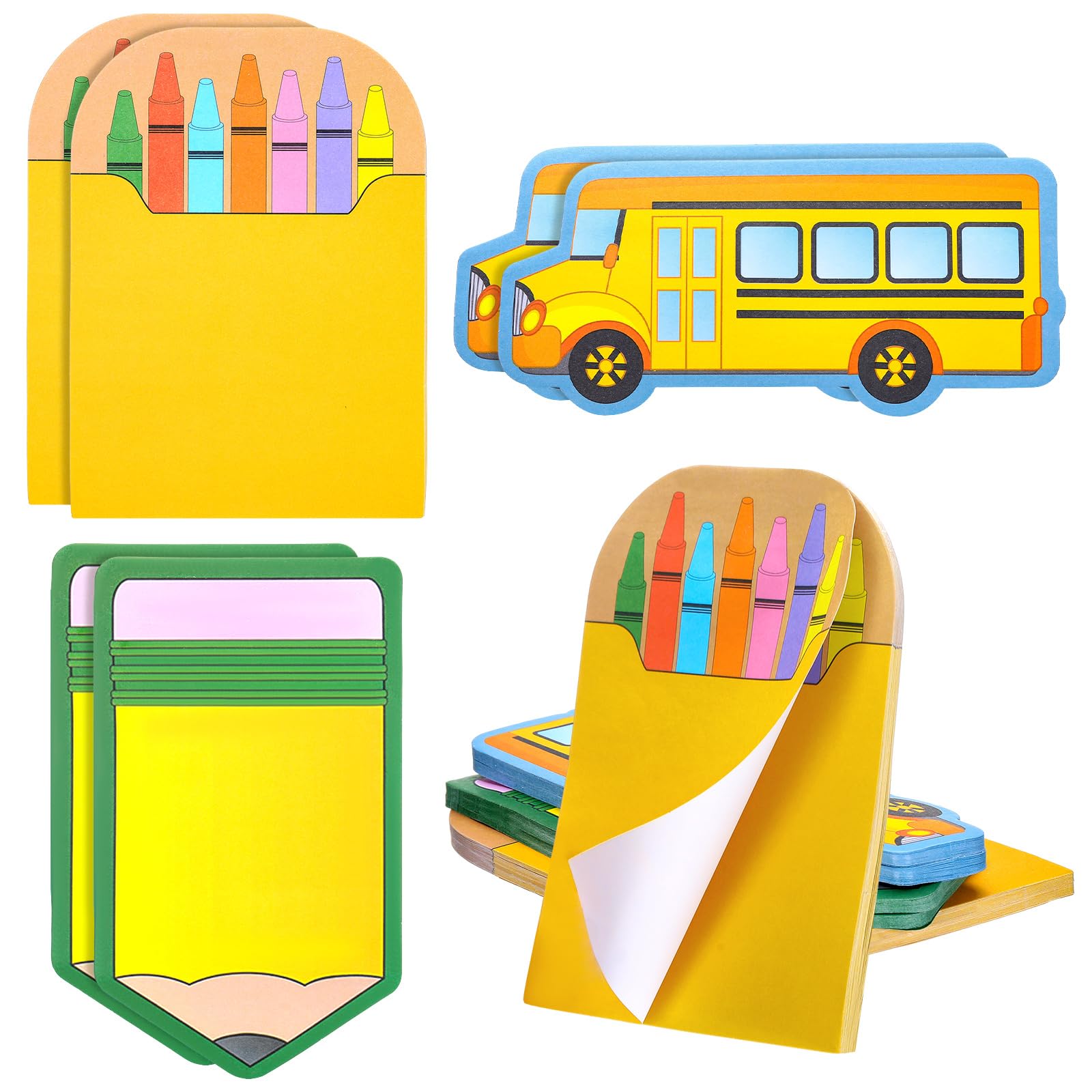 Photo 1 of Eaasty 360 Sheets 5"x7" Large Teacher Sticky Notepads Pencil Crayon Box Bus Back to School Teacher Self-stick Note Gift Classroom Bulletin Board Decor Welcome First Day of School Writing Reminders