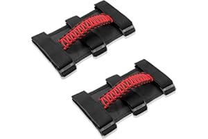 BOLAXIN for Jeep Wrangler Accessories Roll Bar Grab Grip Handle Trim for Compatible with Jeep Wrangler YJ TJ JK JKU JL JLU 1955-2023 Gladiator JT UTV & ATV Door Assist Woven Holder (Red, 2PCS)