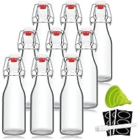 YEBODA 8oz Swing Top Bottles - Glass Beer Bottle with Airtight Rubber Seal Flip Caps for Home Brewing Kombucha, Beverages, Oi