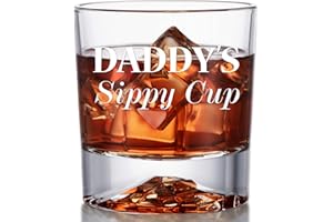 PONPUR Gifts for Dad Men Fathers Day, Daddy's Sippy Cup Whiskey Glass, Funny Birthday Gag Dad Husband Gifts Ideas from Daughter Son Kids, Stocking Stuffers, Bourbon Scotch Gifts for Expecting Father