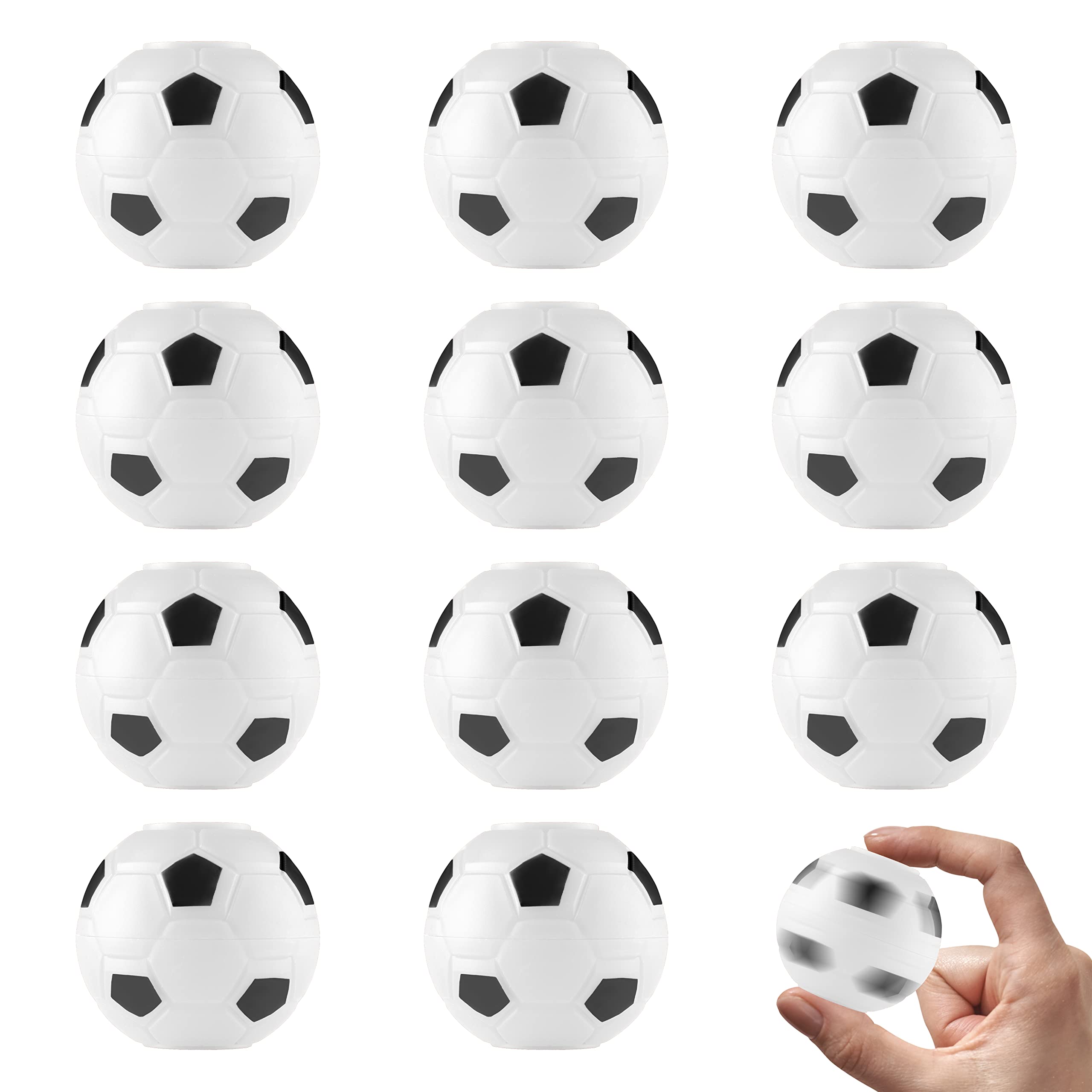 Photo 1 of Entervending Fidget Spinners - 2 Inch Stress Balls - 12 Pcs Soccer Party Favors - White Mini Spinners - Classroom Prizes - Easter Basket Stuffers