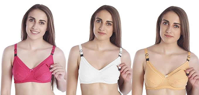 Seamed Breastfeeding Nursing Maternity Bra for Women's Combo (Pack of 3)