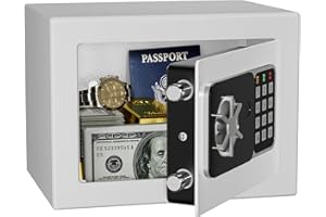KABISAFE Safe Box 0.3 Cubic Feet, Small Safe with Digital Keypad and Key, Anti Theft Safe for Jewelry Watch Cash, Personal Mo