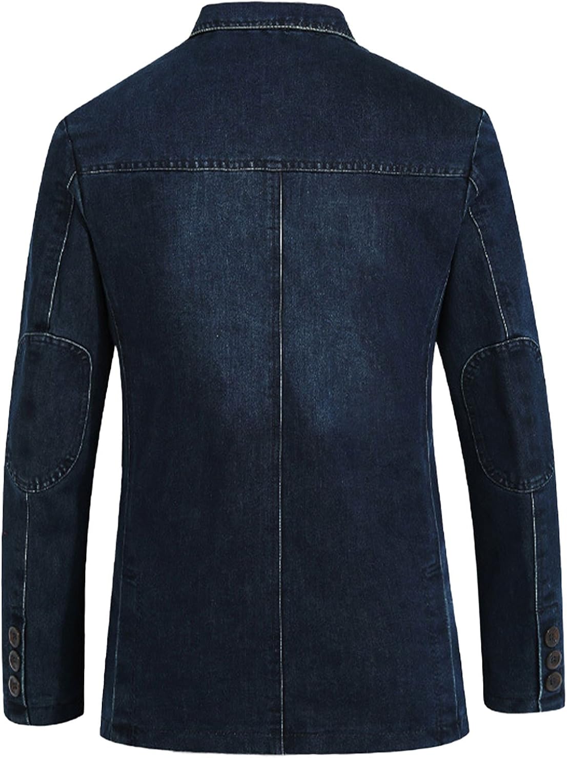 chouyatou Men's Classic Notched Collar 3 Button Tailoring Distressed Denim Blazer Jacket at  Men’s Clothing store