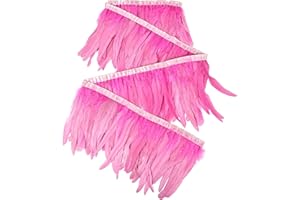 THARAHT Rooster Coque Tail Feathers Trim 8-10inch 2Yard Natural Fringe Trim for DIY Sewing Craft Party Clothing Cape Shawl Wings Halloween Wedding Decoration