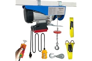 Bigorenda 880lbs Electric Hoist with Remote Control Wireless/Wired 2 in 1, 110v Electric Hoist with Remote Control,65.6ft/33ft Lifting Height,Single/Double Sling,for Attic Garage Warehouse Factory