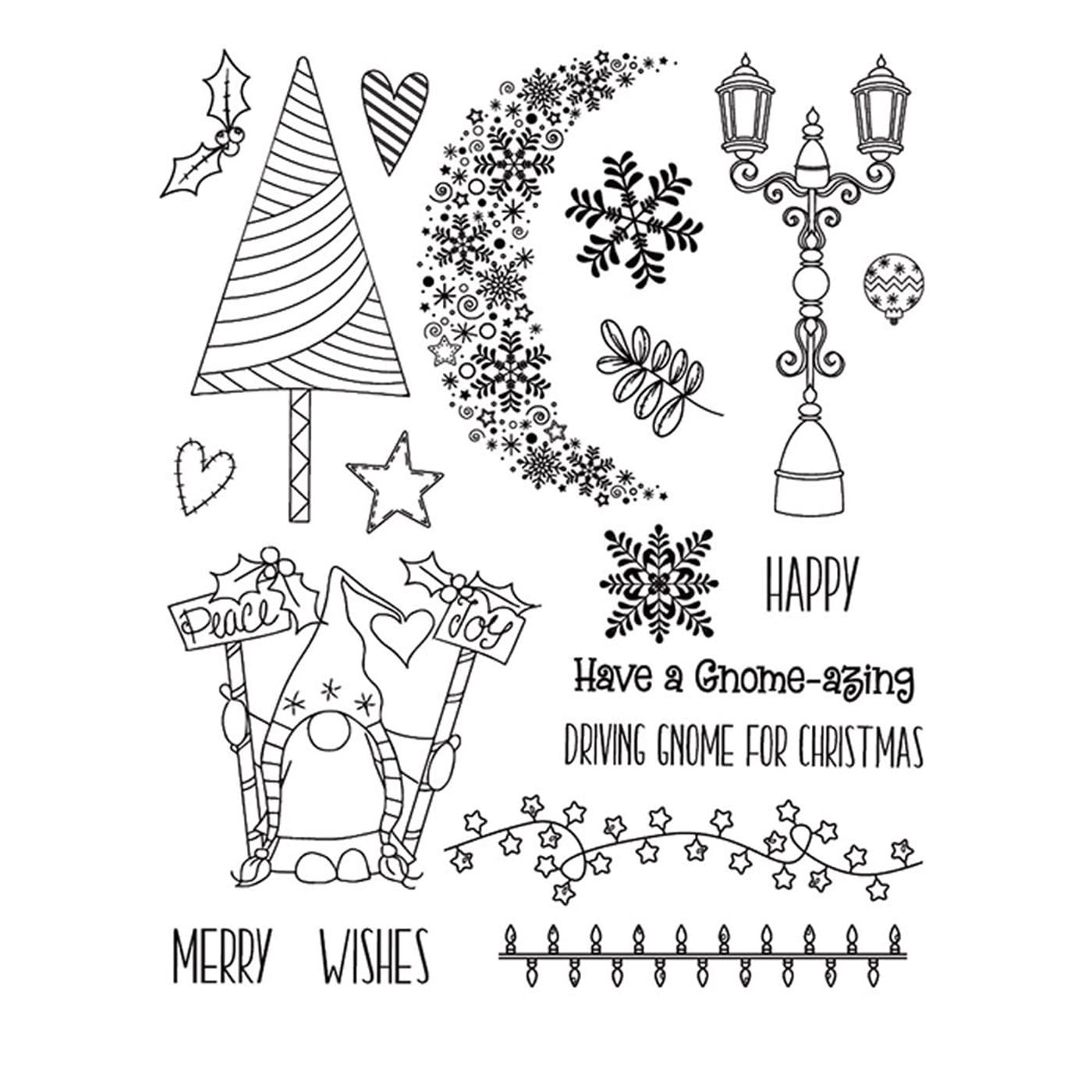 arriettycraft Merry Christmas Gnome Snowflakes Baubles Clear Stamps for Cards Making Decoration and Scrapbooking Rubber Stamps for Craft