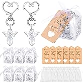Fumete 100 Pieces Baptism Favors Set Angel Keychains Favor Baptism Boxes White Organza Bags with Tags for Bautizo Recuerdos Christening Memorial Gifts Wedding Baby Shower Party Supplies