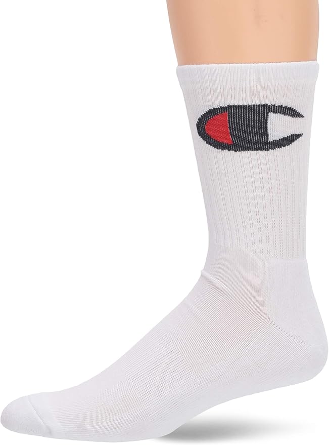 Champion Men's Big C Crew Sock, white, One Size at Amazon Men’s