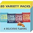 LOVE CORN Fab Four - Sea Salt, BBQ, Salt & Vinegar, Hot Spicy 0.7oz x 20 Delicious Crunchy Corn Healthy Family Snacks Gluten Free, Kosher, NON-GMO Alternative for Chips, Nuts, Crackers Pretzels