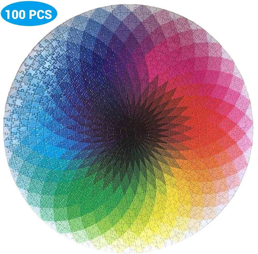 Uyuke 1000 Piece Round Jigsaw Puzzles Rainbow Palette Game DIY Toys