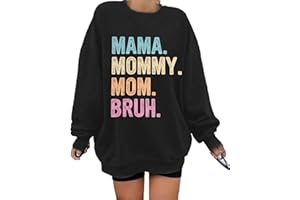 MAXIMGR Mama Sweatshirt Women Oversized Mama Mommy Mom Bruh Sweatshirt Mom Life Vintage Loose Crewneck Pullover Tops
