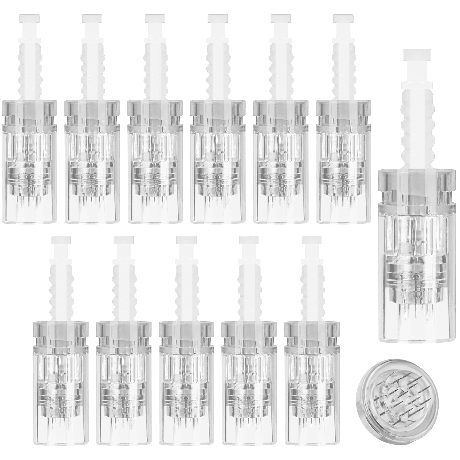 LOPHE 12 Pin Micro Needles, 12 Pcs Microneedling Cartridge Tip Replacement Head, Disposable Microneedle Replacement Needle for Skin Care Facial Wrinkles Hair Loss Regrowth Stretch Marks Needling — image 1