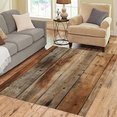Amazon Com Semtomn Area Rug 5 X 7 Barn Old Dark Wood Wall