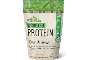 Iron Vegan Sprouted Protein, French Vanilla Flavour, 1kg | Vegan, plant-based, organic, gluten-free Brown (Pack of 1)