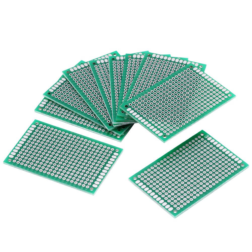 Universal Circuit Board 10Pcs PCB Printed Circuit Boards Double Sides Prototype Board 4 × 6cm Breadboard PCB Kit Perfboard for DIY Soldering Electronic Project