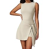 Tennis Dress for Women Athletic Dress with Built in Shorts Sleeveless Side Slit Golf Dress Workout Backless Dresses