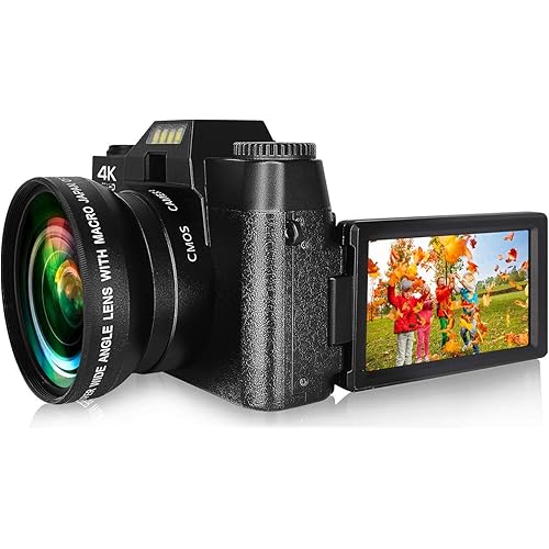 Digital Camera Vlogging Camera 4K 48MP Full HD Camera with WiFi, Video Camera with 16X Digital Zoom and 3.0 Inch 180 Degree Rotation Flip Screen, Vlog Camera for YouTube
