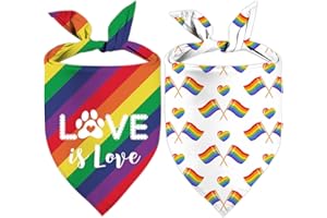 XGXHZYLC Pride Dog Bandanas, Adjustable LGBT+ Rainbow Holiday Party Pet Decorations Triangle Bibs Cat Scarf Set 2 Pack