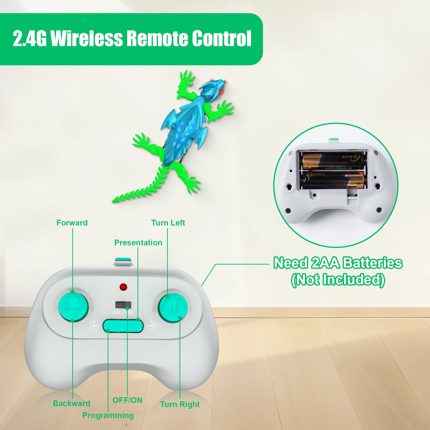 TWFRIC Wall Climbing Gecko Lizard, Robot Geckos Lizards Rechargeable Remote Control Car Toy RC Cars Toys for Kids RC Crawler for Boys & Girls Ages 6 & Up Halloween Christmas Birthday Gifts (Blue)