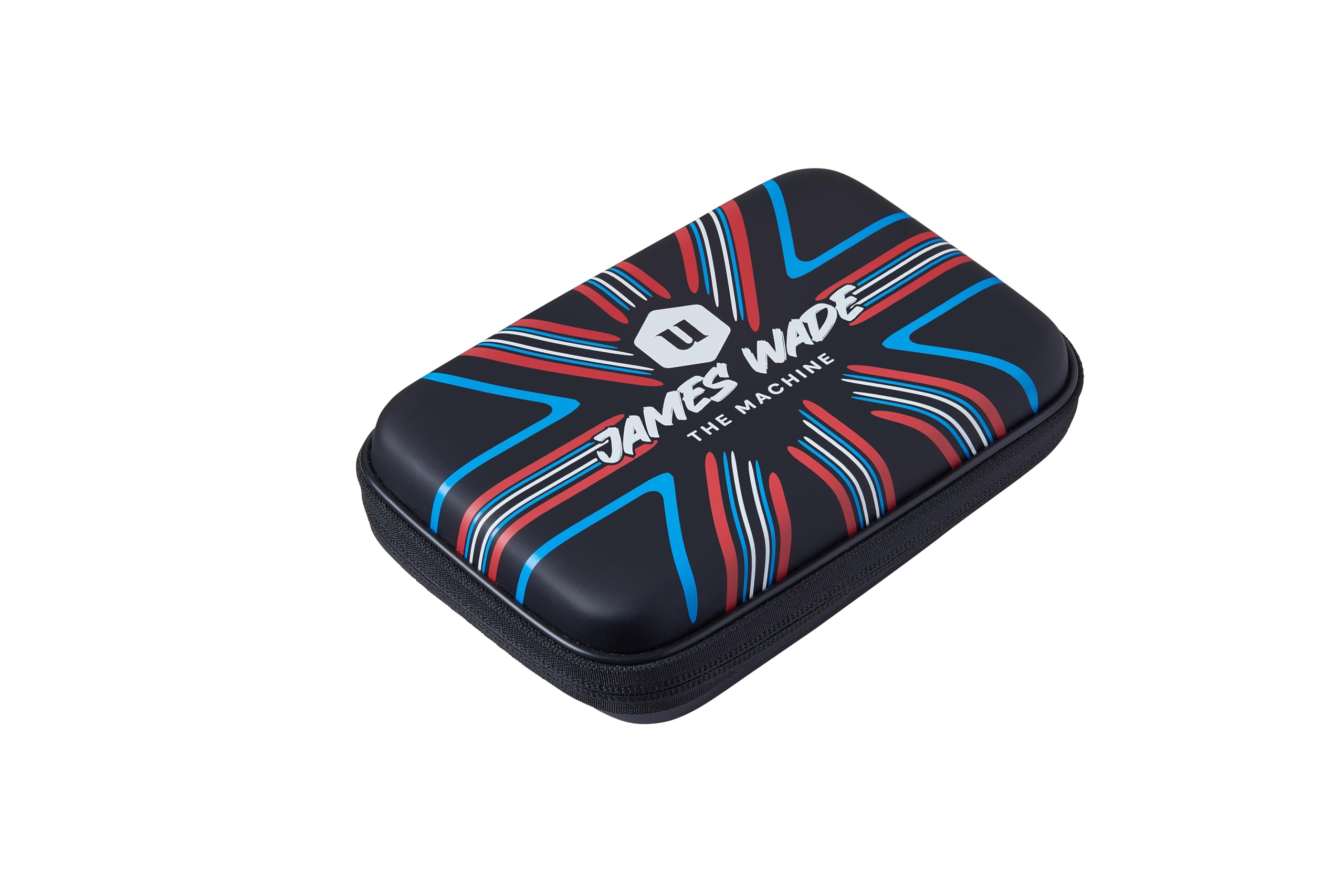 Unicorn Ultra James Wade Darts Case | Sleek Black Design with Stylised UK Union Jack Design | Extra Storage for Spares & Accessories | Foam Inner Holds and Protects 2 Set of Fully Loaded Darts