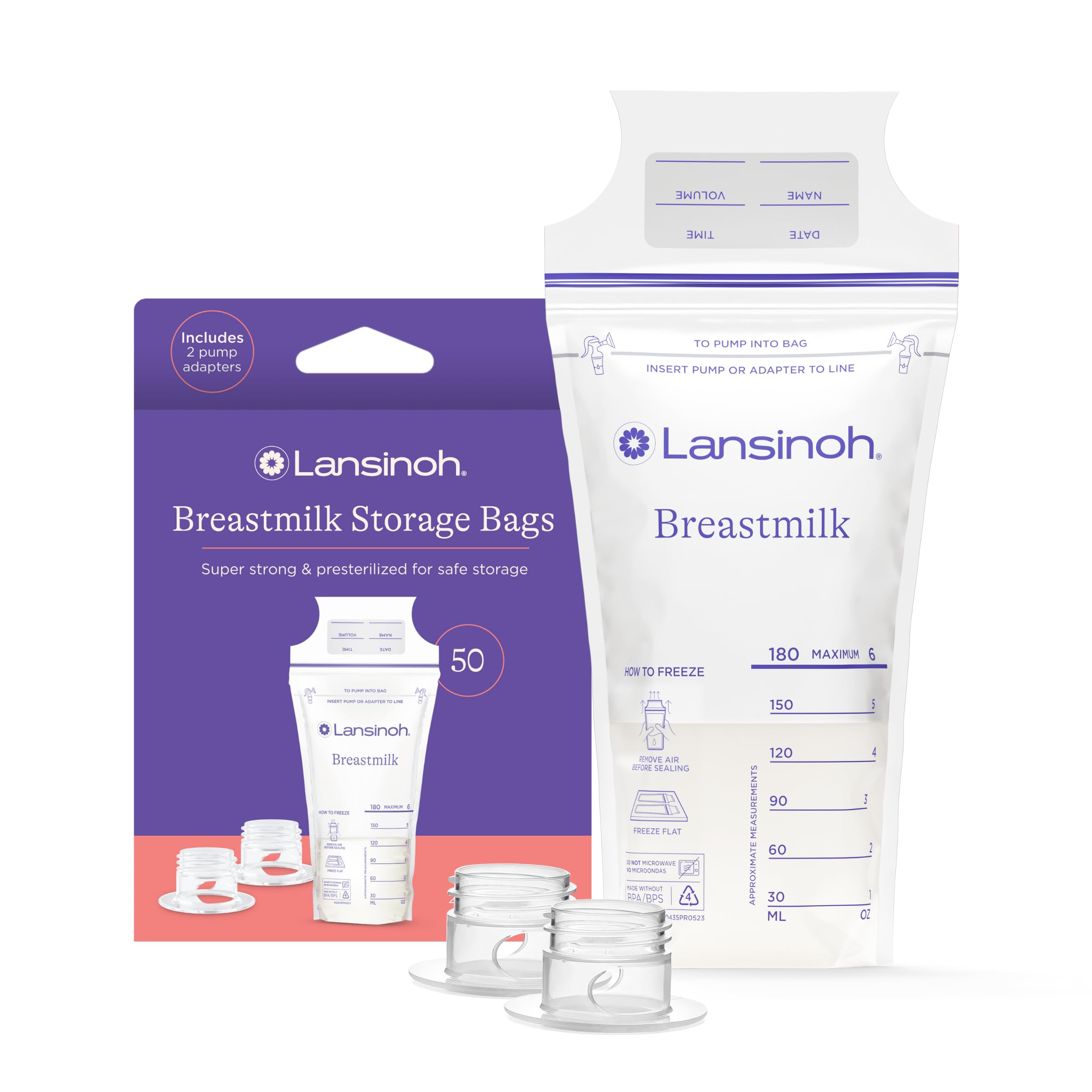 Lansinoh Breastmilk Storage Bags, 50 Count with 2