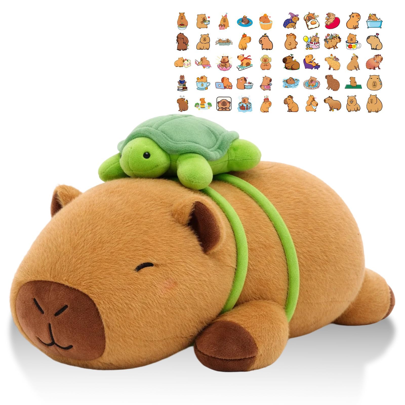 GegXcn Plush Toy with Turtle, 30cm Weighted Stuffed Animal, Cartoon Rodent Gifts for Girls Boys Adults, Cute Plush Toys for Bedroom Decor, Includes 50 Exclusive Waterproof Stickers