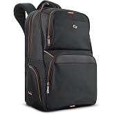 Solo New York Laptop Backpack for Women &amp; Men -Carry On Bookbag for Travel &amp; Work, Fits 17.3" Computer, Lightweight Bag, Side Zippered Pockets, Padded Straps - Ambition, Black