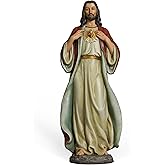 BC Catholic Sacred Heart of Jesus Statue, 24.5" H Large Jesus Christ Statue, Religious Gifts, Inspirational Indoor Home Decor Renaissance Sculpture Handpainted by Buildclassic