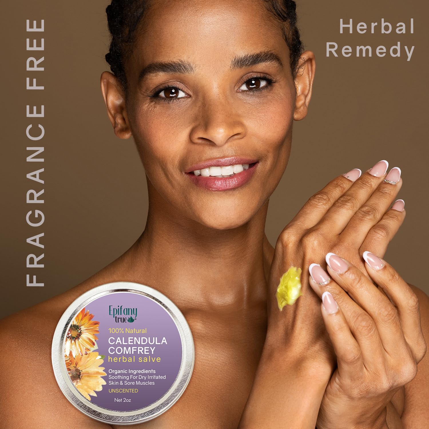 All-Purpose Calendula & Comfrey Herbal Salve 2oz, Fragrance Free, Natural Herbal Ointment, Dry Skin Soothing Balm, Itch Relief, Organic Ingredients