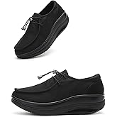 Oude Women’s Orthopedic Platform Loafers – 2 Inch Rocker Sole Boat Shoes with Arch Support, Comfortable Slip-Ons for Walking, Work, Nurses, Standing All Day