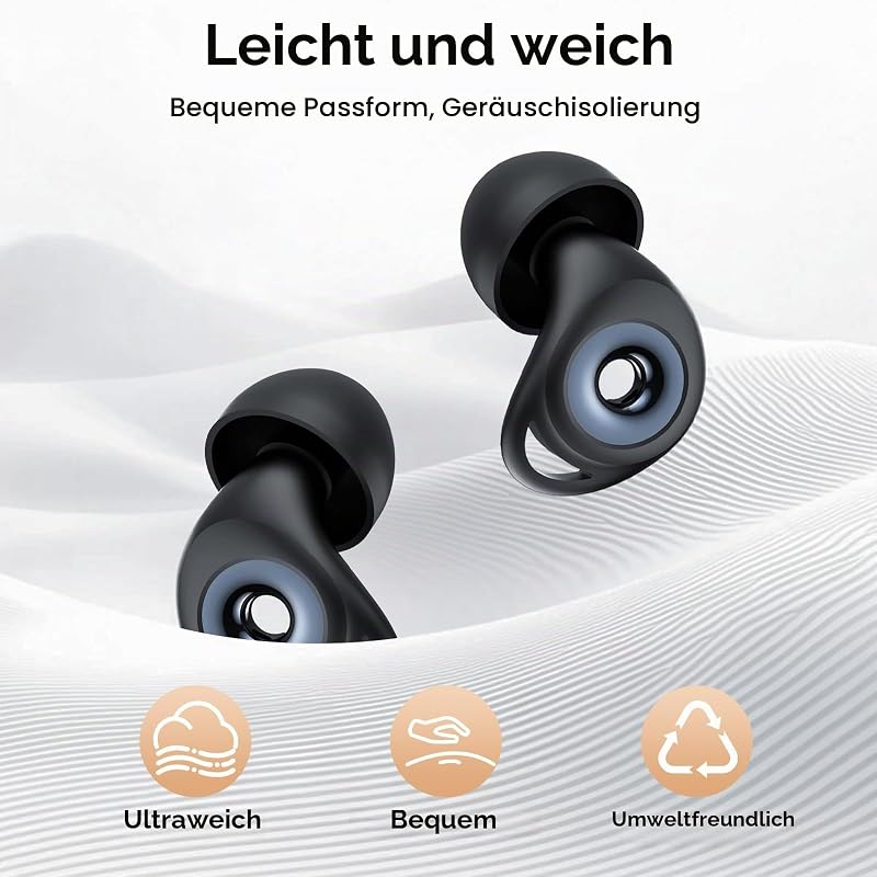 Ohrstöpsel zum Schlafen, 45dB Noise Cancelling Gehörschutz Silikon Earplugs