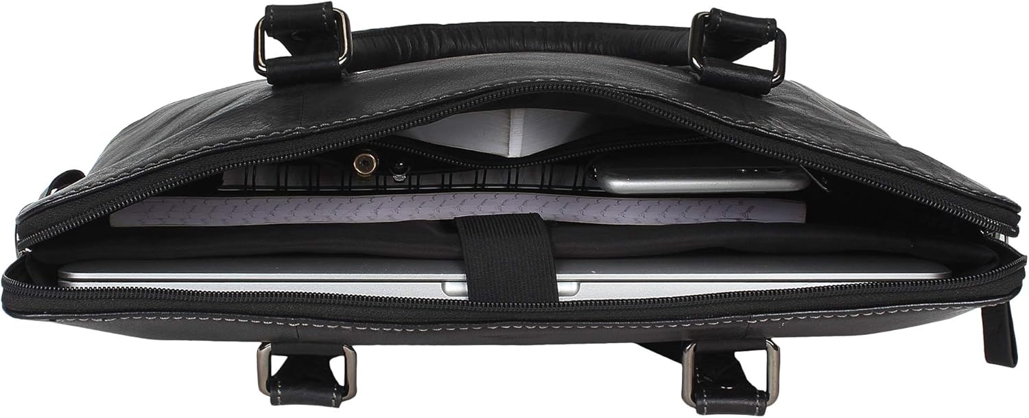 Pitaara Genuine Leather Women's Laptop Bag For Laptops Size 14" (Black): Shoes