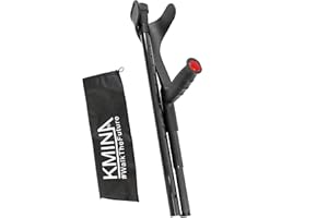 KMINA - Folding Carbon Fiber Crutches (Open Cuff), Adjustable Forearm Pair, Adults, Black