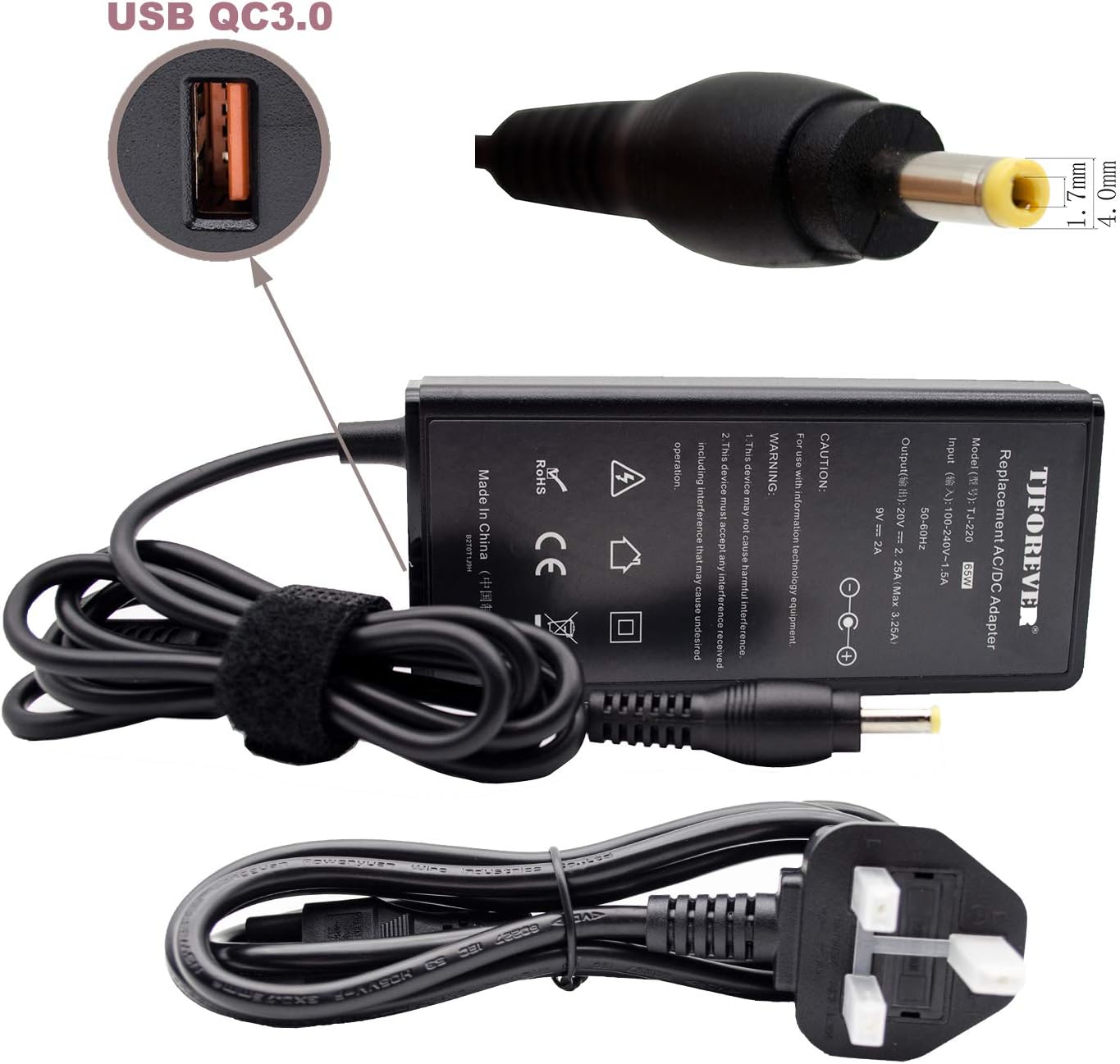 Laptop charger for Lenovo Ideapad 320s 330s 310 320 110s 110 20V 3.25A