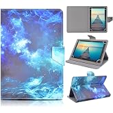 DETUOSI Universal 9.6 10 10.1 10.5 Inch Tablet Case, Portable PU Leather | With Pen Holder, Magnetic Closure, Anti drop and scratch,For All Kinds of 9.6-10.5 Inch Tablet, Blue Starry Sky