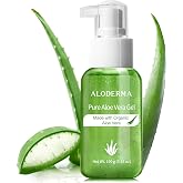 Aloderma Pure Aloe Vera Gel Made within 12 Hours of Harvest with 99% Organic Aloe Vera, Easy Travel Size for Body, Face, &amp; Scalp, Cooling, Soothing Instant Relief for Skin &amp; Sunburn, Pump Bottle