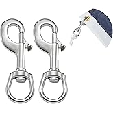 FUNNANS 2 Pcs Flag Swivel Snap Hooks, 316 Marine Grade Stainless Steel Swivel Snap Clips for Flags 4 * 6 Ft and Under, Flag Pole Halyard Rope Attachment Clip with Swivel Eyelet, Flag Pole Hardware