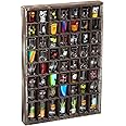 J JACKCUBE DESIGN - Rustic Wood Shot Glasses Display Case 56 Compartments Wall Mount Pint Glass Shadow Box Bar Cabinet Collection Freestanding - MK524A
