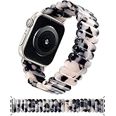 V-MORO Resin Stretchy Band Compatible with Apple Watch 38/40/41mm, 42/44/45/46/49mm Fashion Cute Strap for iWatch 10/9/8/7/6/5/4/3/2/1/SE Lightweight Elastic Bracelet Wristband Women,S/M SIZE