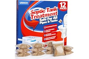 USKICH Septic Tank Treatment - 1 Year Supply of Septic Safe Dissolvable Easy Flush Live Bacteria Packets -12 Count,Friendly and Powerful Solution for Septic Systems
