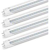 Romwish 2FT LED Tube Light, T8 T10 T12 Type B LED Light Bulb, 10W(24W Equiv.), 5000K Daylight, 1120LM, 24 Inch F20T12 Fluorescent Replacement, Remove Ballast, Double-Ended Power, Clear Cover, 4 Pack