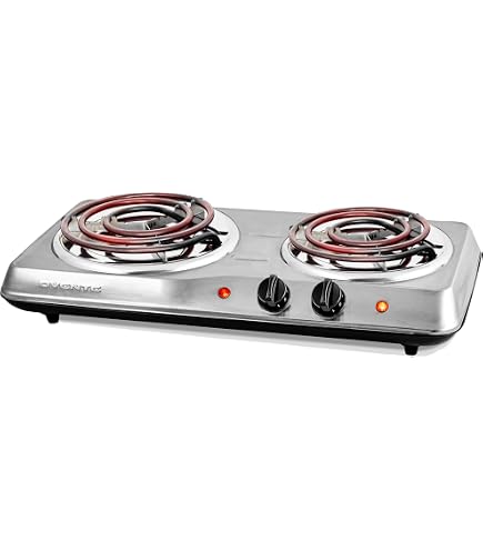 Cadco CDR-1T Portable Double Burner Hot Plate - 120V, 1650W, Stainless Steel Commercial Grade