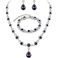 BriLove Women's Crystal Infinity Teardrop Y-Necklace & Earrings Set – Perfect For Weddings, Parties & Gifting