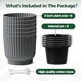 T4U 6 Pack 15cm Self Watering Indoor Plant Pots Grey Plastic view 6