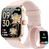 Smart Watch for Women, 1.85" HD Dynamic Dial Smartwatch for Android & iPhone with Answer/Make Call, Fitness Tracker with 110+ Sport Modes, Heart Rate/SpO2/Sleep Monitor, IP68 Waterproof (2 Bands)