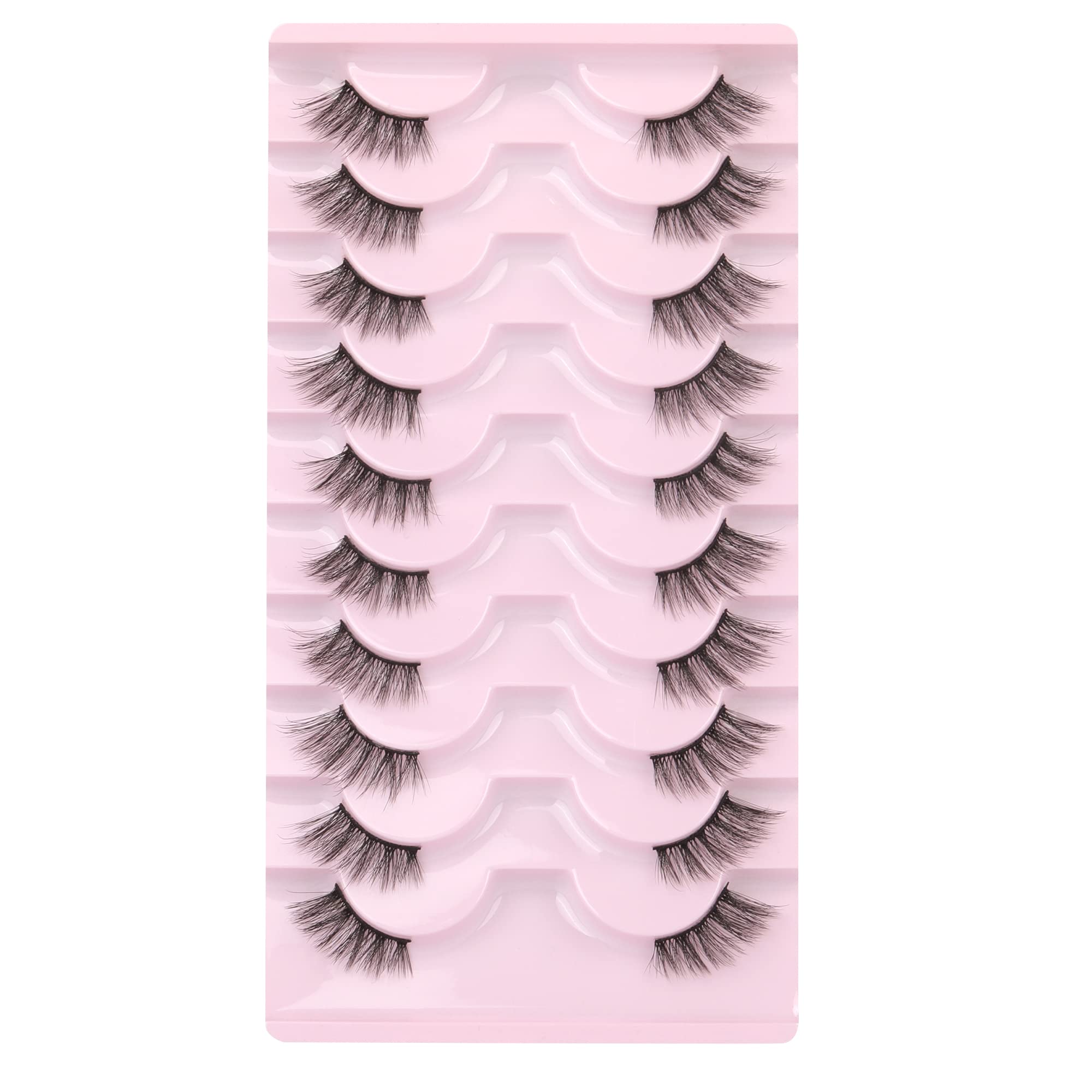 wiwoseo False Eyelashes Half Lashes Corner Eyelashes Extension DIY 16MM Wispy Fluffy 3D Fake Eyelashes 10 Pairs Pack