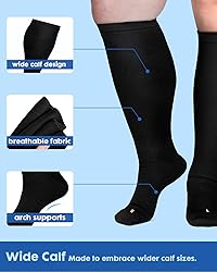 Lalapapa 3Pairs Wide Calf Compression Socks for