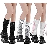 Jspupifip Kawaii Leg Warmers, Stretchy Ballet Leg Warmer with Bow, Retro Y2K Aesthetic for Lolita Fashion & Daily Outfits